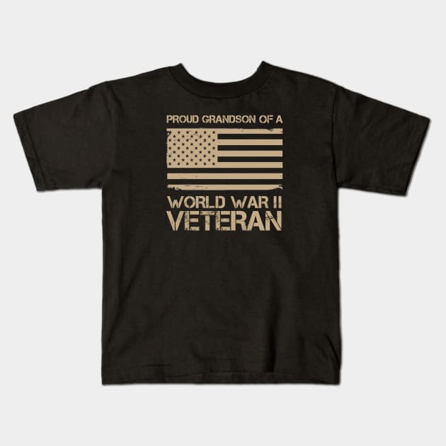 Proud Grandson of a World War II Veteran Kids T-Shirt by Distant War